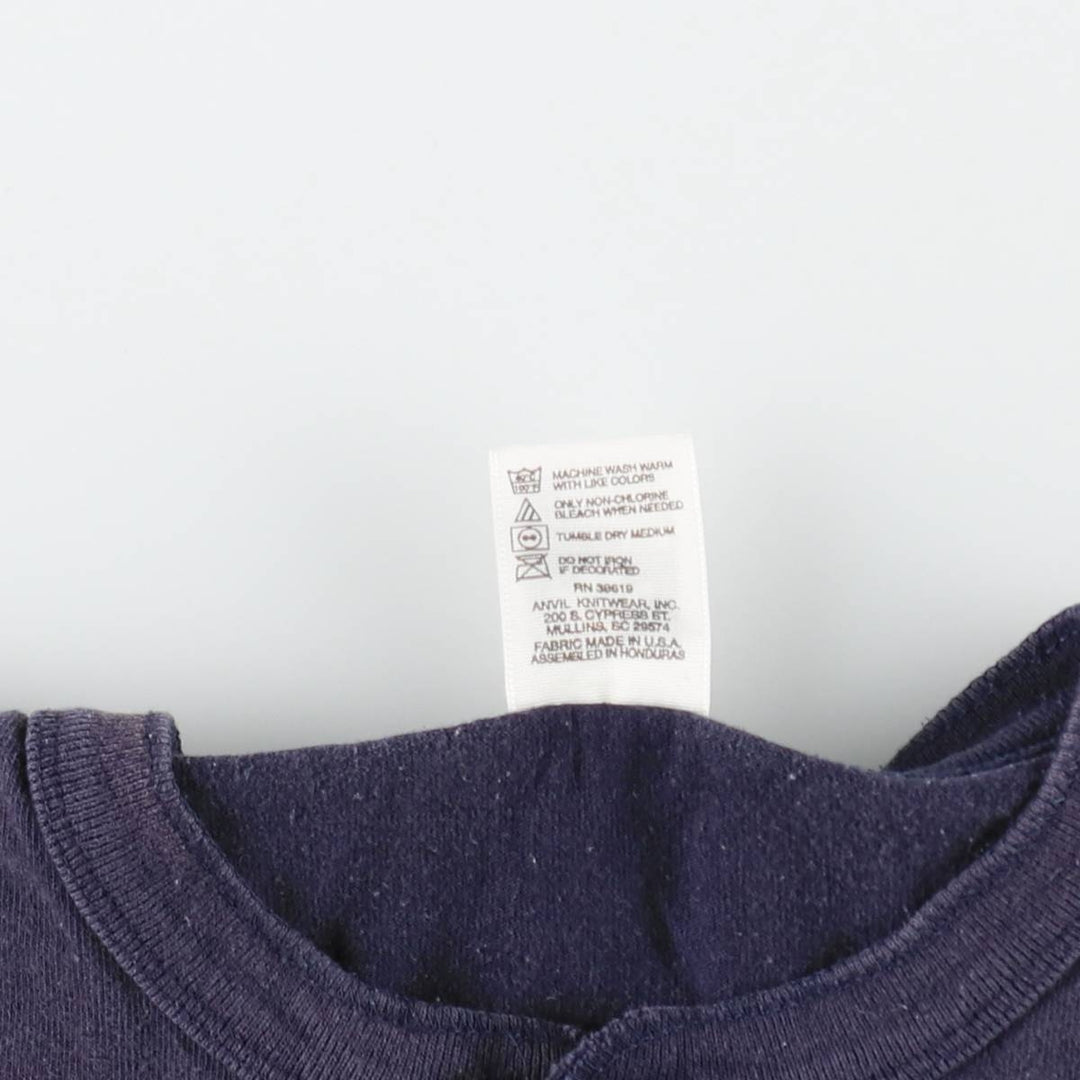 ~90'S Cotton Deluxe Henley Neck College T-Shirt, Made in USA, Men's Size L (Equivalent), Vintage cotton navy blue type Vintage Second Hand