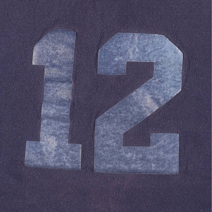 ~90'S Cotton Deluxe Henley Neck College T-Shirt, Made in USA, Men's Size L (Equivalent), Vintage cotton navy blue type Vintage Second Hand
