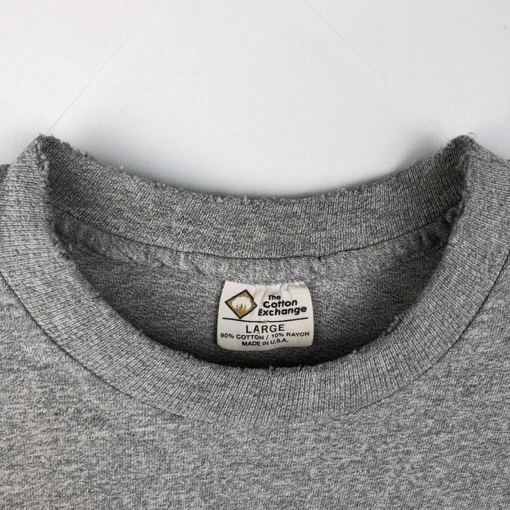 Vintage 90'S The Cotton Exchange College T-Shirt, Made in USA, Men's Size L cotton gray type Vintage Second Hand