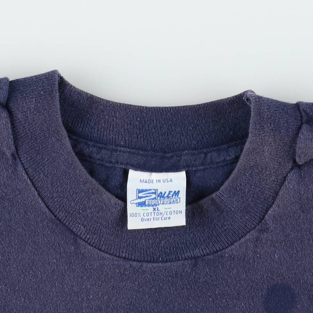 ~90'S SALEM SPORTSWEAR College T-shirt, Made in USA, Men's XL equivalent, Vintage cotton navy blue type Vintage Second Hand