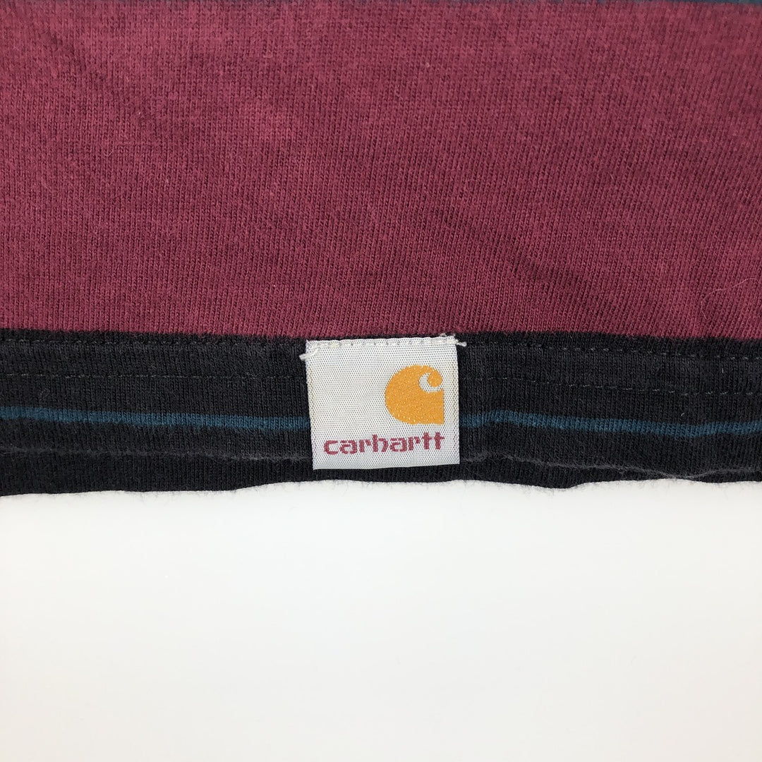Carhartt WORK IN PROGRESS Multi-stripe Short-Sleeve Striped T-Shirt (Men's Size M) cotton Red type red-purple Vintage Second Hand