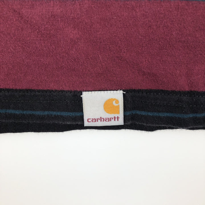 Carhartt WORK IN PROGRESS Multi-stripe Short-Sleeve Striped T-Shirt (Men's Size M) cotton Red type red-purple Vintage Second Hand