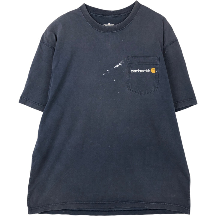 Carhartt Short Sleeve Pocket T-Shirt Men's XL cotton navy blue type Vintage Second Hand