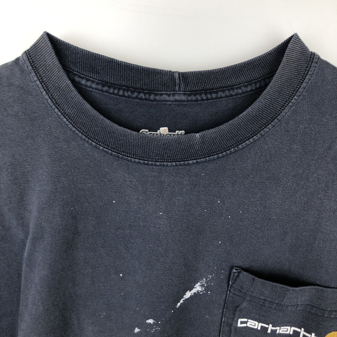 Carhartt Short Sleeve Pocket T-Shirt Men's XL cotton navy blue type Vintage Second Hand