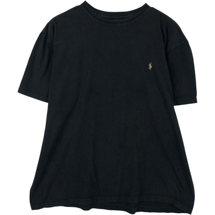 Ralph Lauren POLO by Ralph Lauren short sleeve one point logo T-shirt men's L size cotton black type Vintage Second Hand