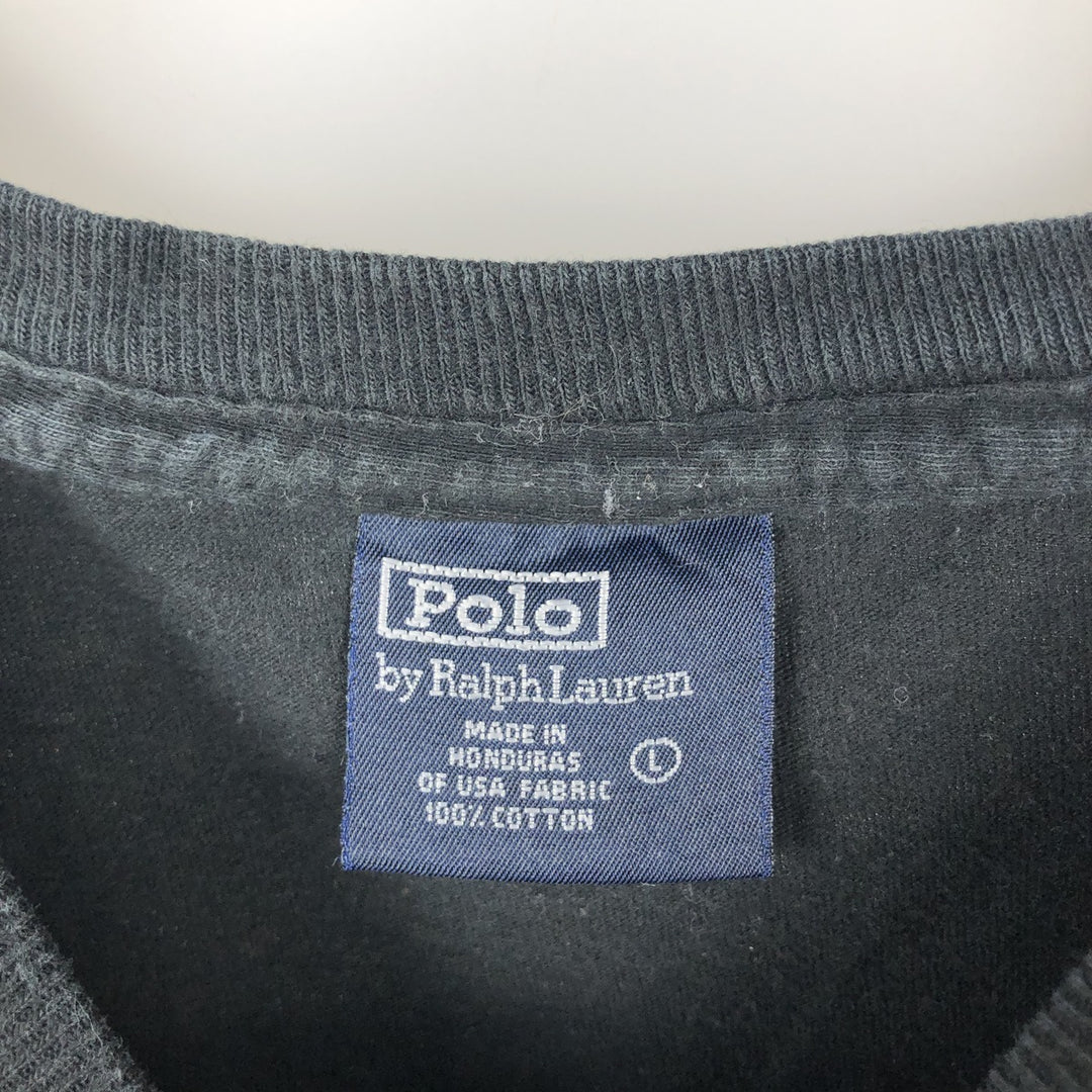 Ralph Lauren POLO by Ralph Lauren short sleeve one point logo T-shirt men's L size cotton black type Vintage Second Hand
