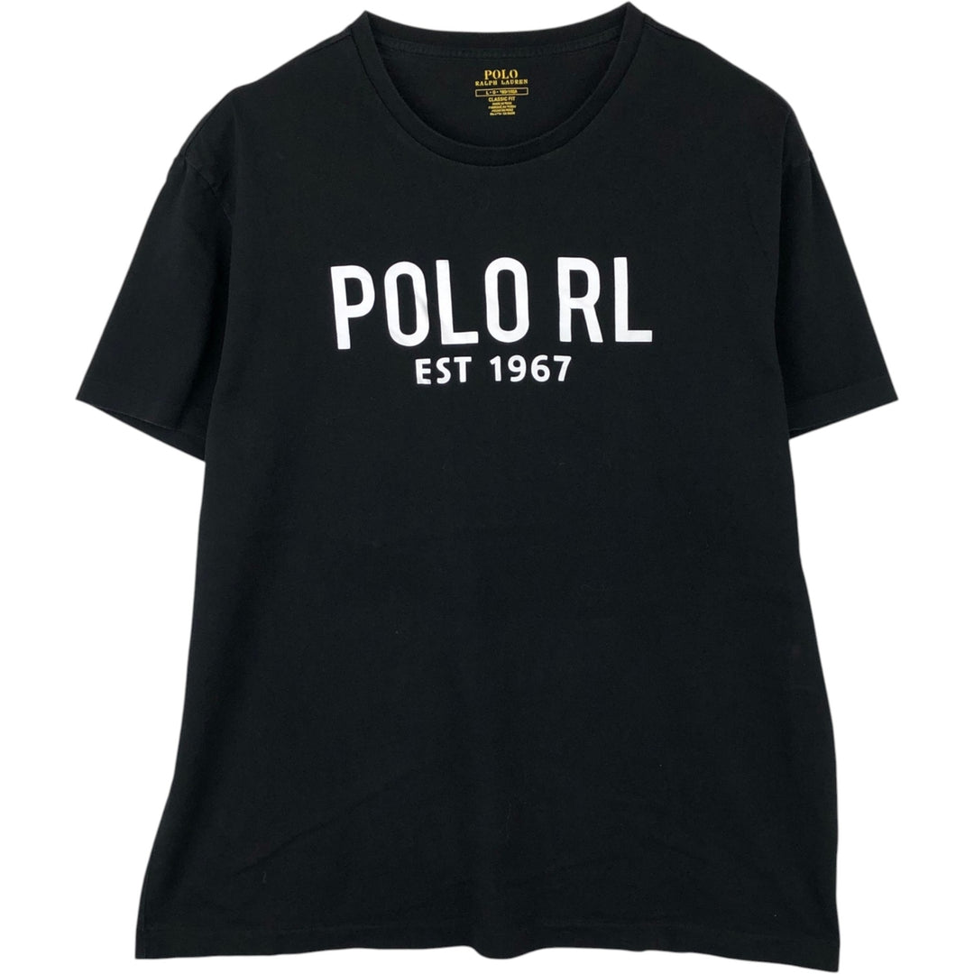 Ralph Lauren POLO RALPH LAUREN CLASSIC FIT short-sleeved logo T-shirt, men's size L unclear black type Vintage Second Hand