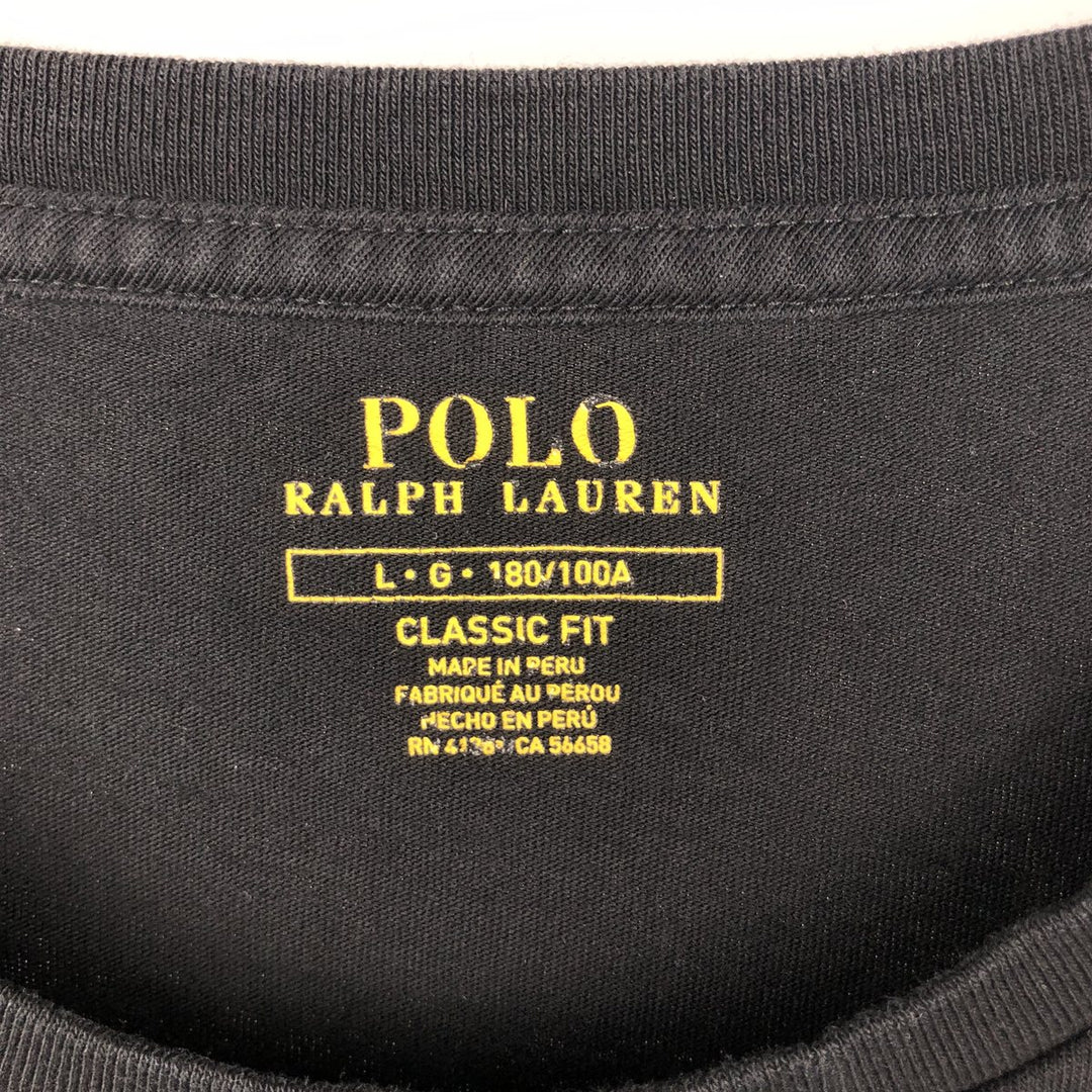 Ralph Lauren POLO RALPH LAUREN CLASSIC FIT short-sleeved logo T-shirt, men's size L unclear black type Vintage Second Hand