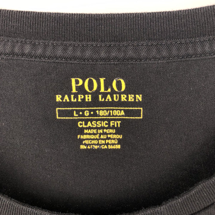 Ralph Lauren POLO RALPH LAUREN CLASSIC FIT short-sleeved logo T-shirt, men's size L unclear black type Vintage Second Hand