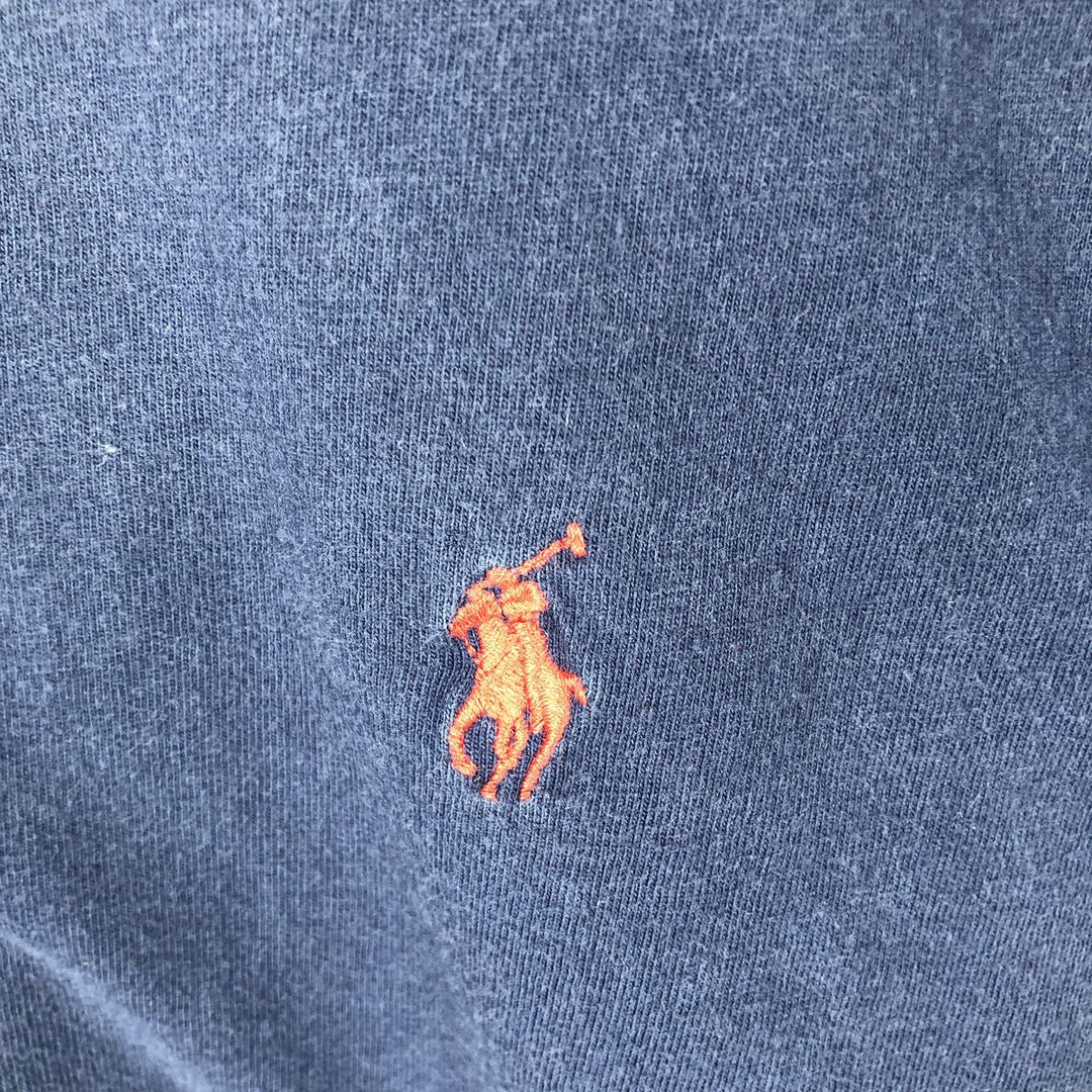 Ralph Lauren POLO by Ralph Lauren Short-Sleeve T-Shirt with One-Point Logo, Made in USA, Men's Size L (approx.) cotton navy blue type Vintage Second Hand