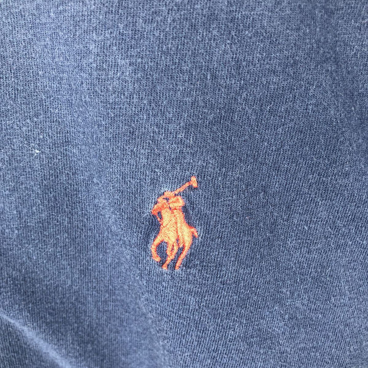 Ralph Lauren POLO by Ralph Lauren Short-Sleeve T-Shirt with One-Point Logo, Made in USA, Men's Size L (approx.) cotton navy blue type Vintage Second Hand
