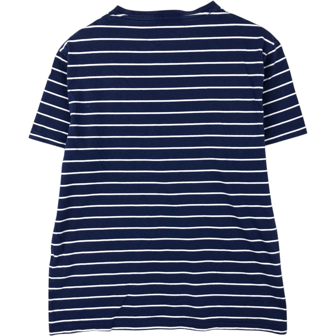 Ralph Lauren POLO RALPH LAUREN CUSTOM SLIM FIT short sleeve striped T-shirt men's size L cotton navy blue type Vintage Second Hand