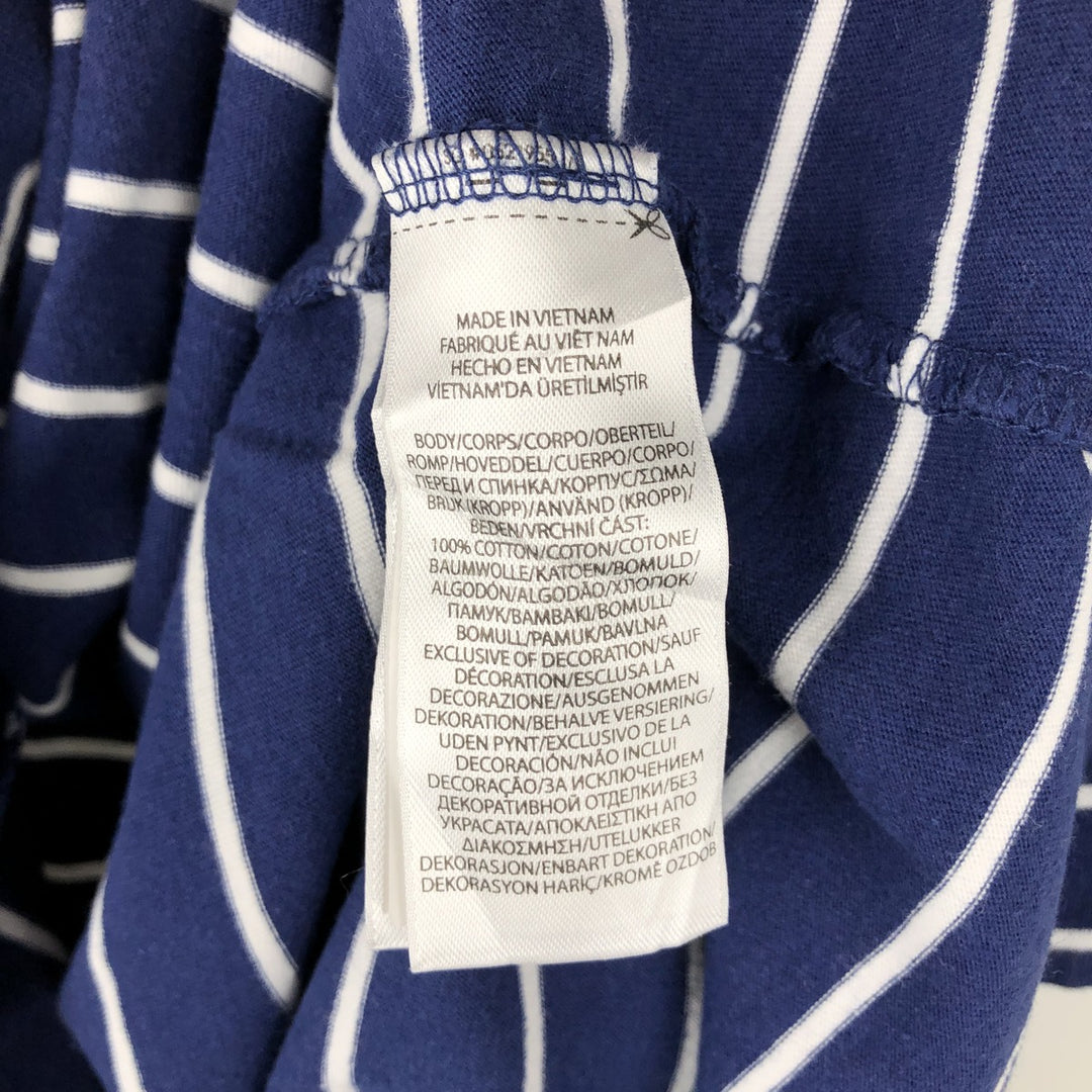 Ralph Lauren POLO RALPH LAUREN CUSTOM SLIM FIT short sleeve striped T-shirt men's size L cotton navy blue type Vintage Second Hand
