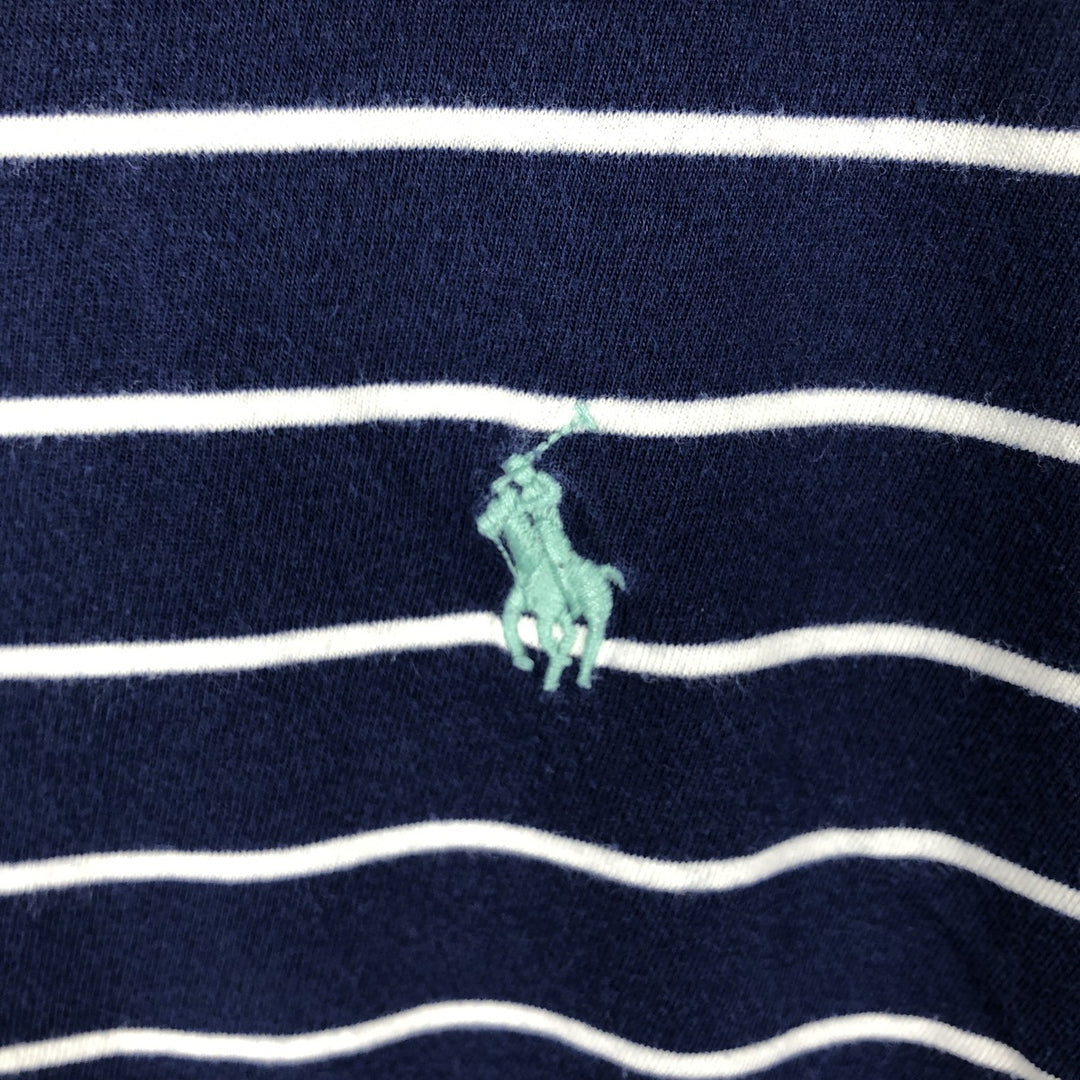 Ralph Lauren POLO RALPH LAUREN CUSTOM SLIM FIT short sleeve striped T-shirt men's size L cotton navy blue type Vintage Second Hand