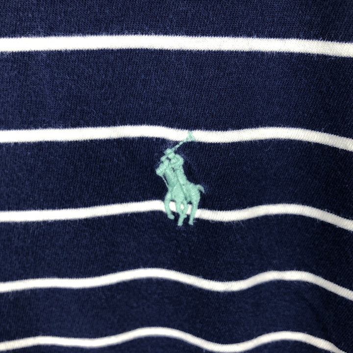 Ralph Lauren POLO RALPH LAUREN CUSTOM SLIM FIT short sleeve striped T-shirt men's size L cotton navy blue type Vintage Second Hand