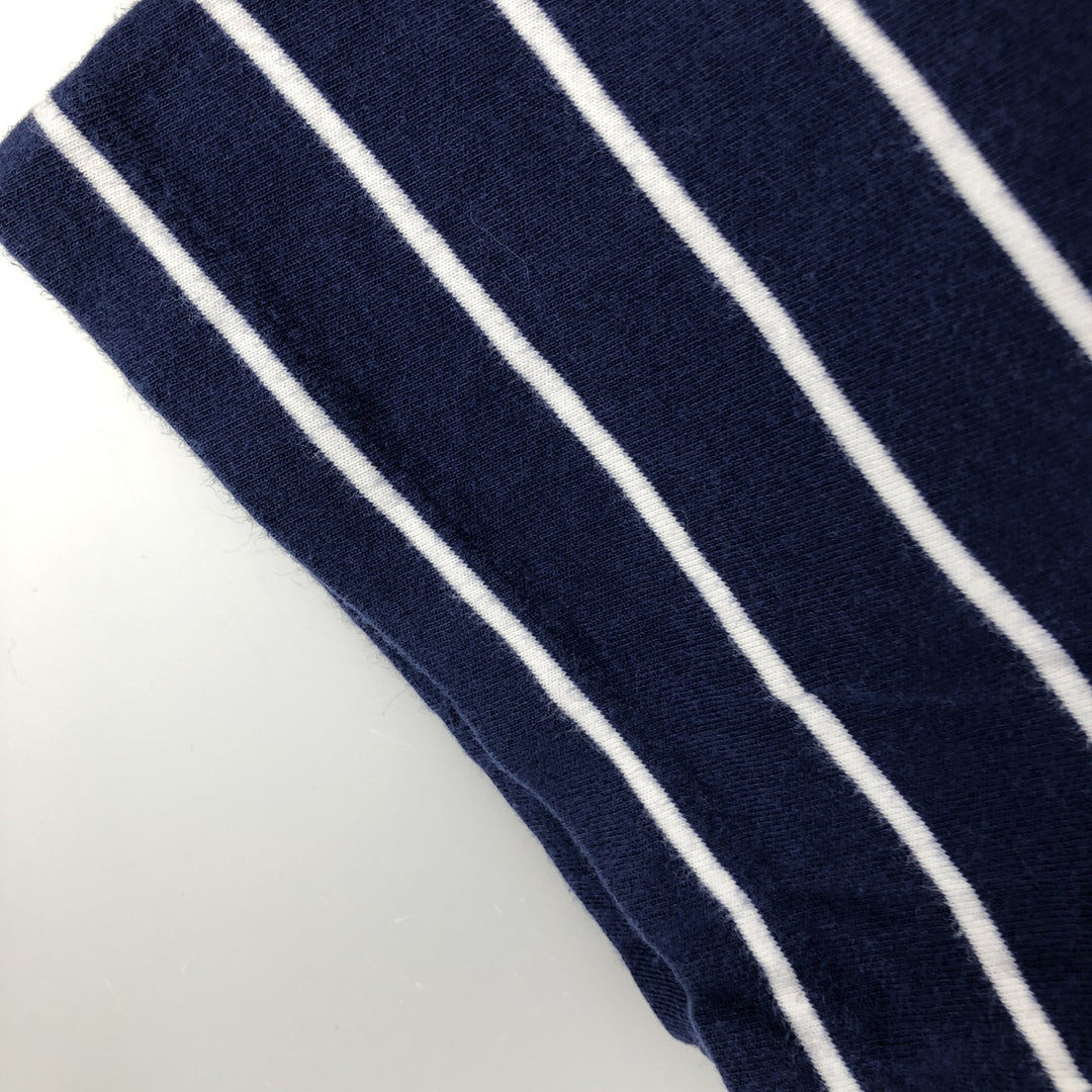 Ralph Lauren POLO RALPH LAUREN CUSTOM SLIM FIT short sleeve striped T-shirt men's size L cotton navy blue type Vintage Second Hand