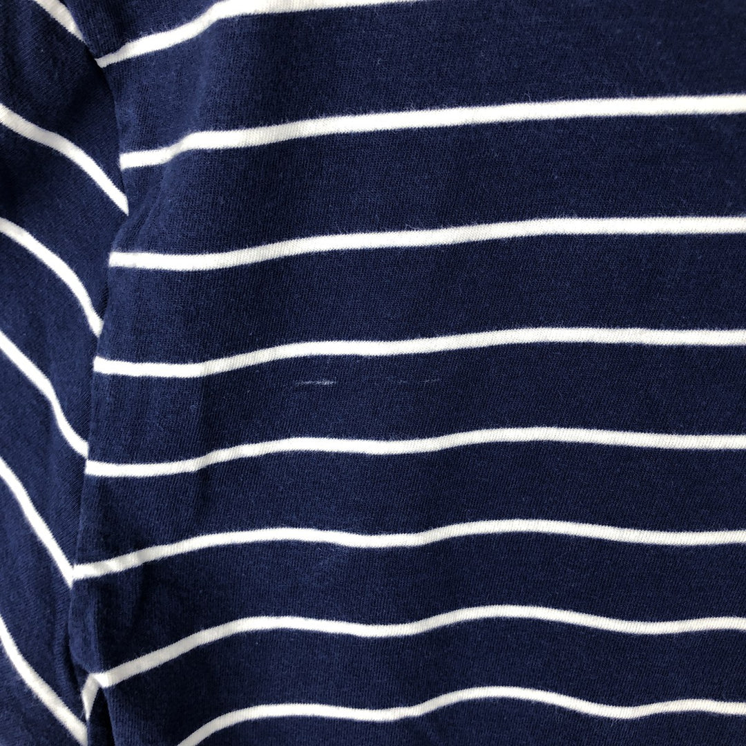 Ralph Lauren POLO RALPH LAUREN CUSTOM SLIM FIT short sleeve striped T-shirt men's size L cotton navy blue type Vintage Second Hand