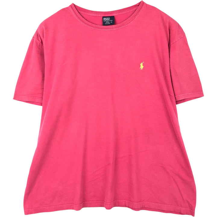 Ralph Lauren POLO by Ralph Lauren Short-Sleeve T-Shirt with One-Point Logo, Men's Size XL (approx.) cotton pink type Vintage Second Hand