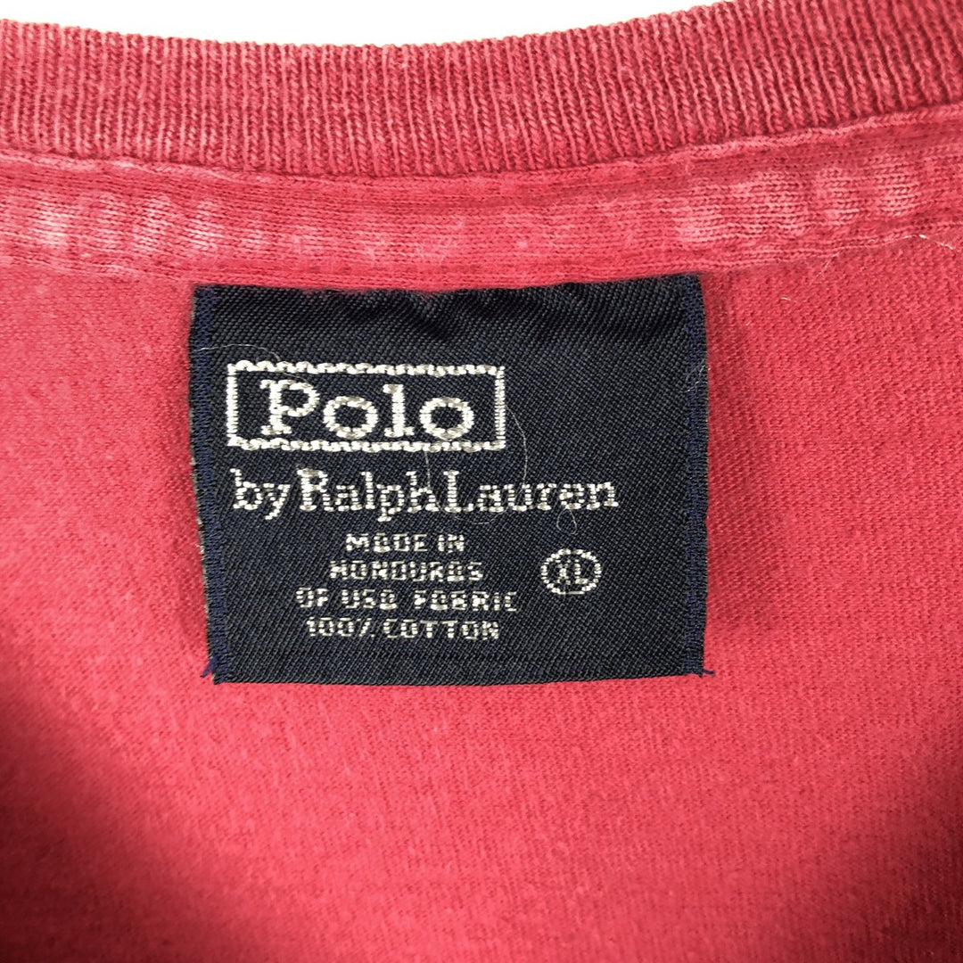 Ralph Lauren POLO by Ralph Lauren Short-Sleeve T-Shirt with One-Point Logo, Men's Size XL (approx.) cotton pink type Vintage Second Hand