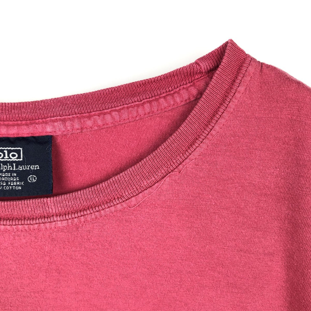 Ralph Lauren POLO by Ralph Lauren Short-Sleeve T-Shirt with One-Point Logo, Men's Size XL (approx.) cotton pink type Vintage Second Hand