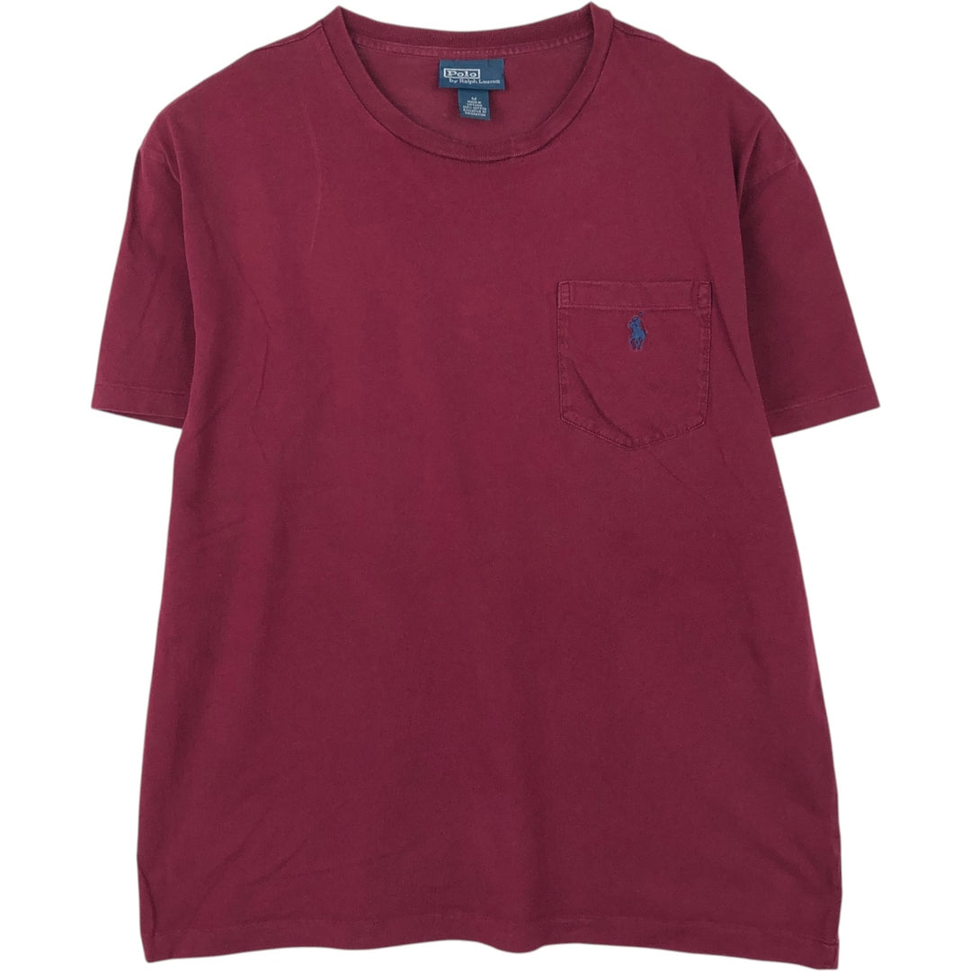 Ralph Lauren POLO by Ralph Lauren Short Sleeve One Point Logo Pocket T-Shirt Men's M cotton Red type red-purple Vintage Second Hand