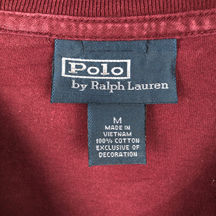 Ralph Lauren POLO by Ralph Lauren Short Sleeve One Point Logo Pocket T-Shirt Men's M cotton Red type red-purple Vintage Second Hand