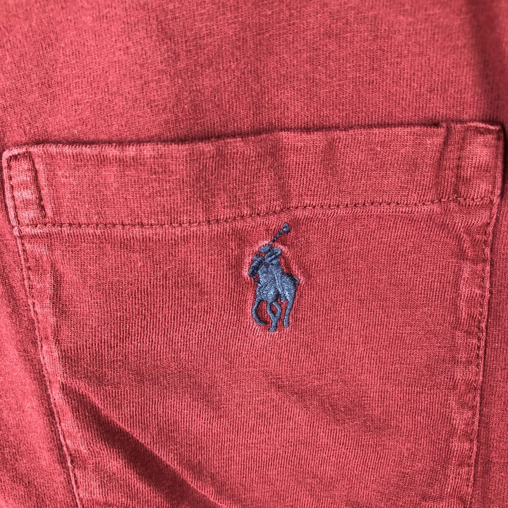 Ralph Lauren POLO by Ralph Lauren Short Sleeve One Point Logo Pocket T-Shirt Men's M cotton Red type red-purple Vintage Second Hand