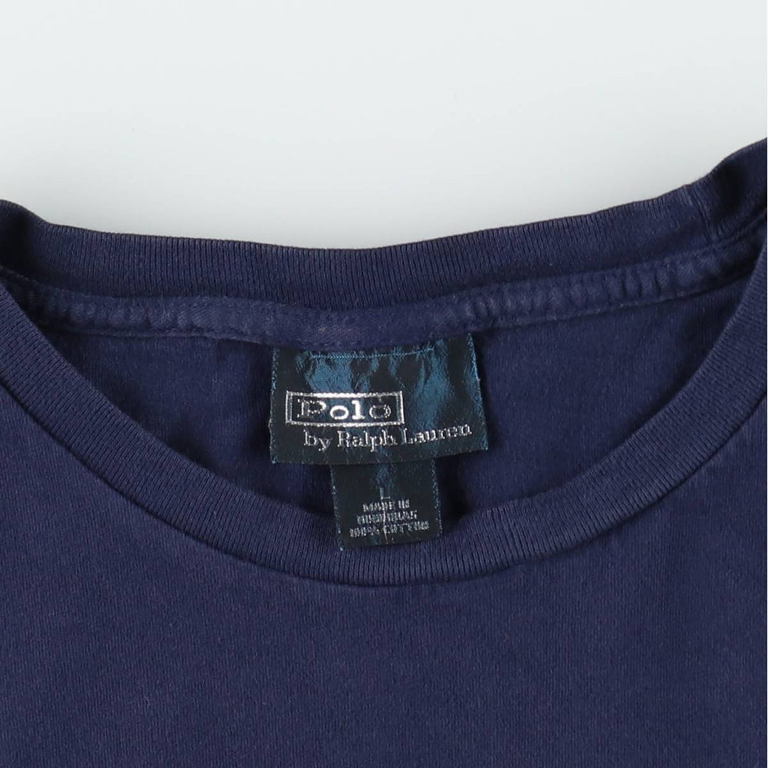 Ralph Lauren POLO by Ralph Lauren short sleeve one point logo T-shirt men's L size cotton navy blue type Vintage Second Hand