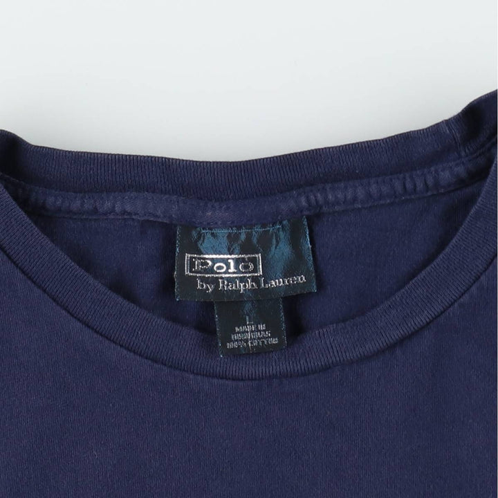 Ralph Lauren POLO by Ralph Lauren short sleeve one point logo T-shirt men's L size cotton navy blue type Vintage Second Hand