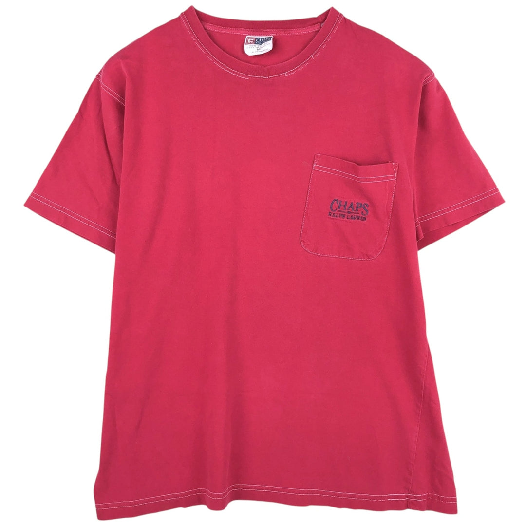 Ralph Lauren CHAPS Short-Sleeve T-Shirt with One-Point Logo Pocket, Men's Size M (approx.) cotton red type Vintage Second Hand