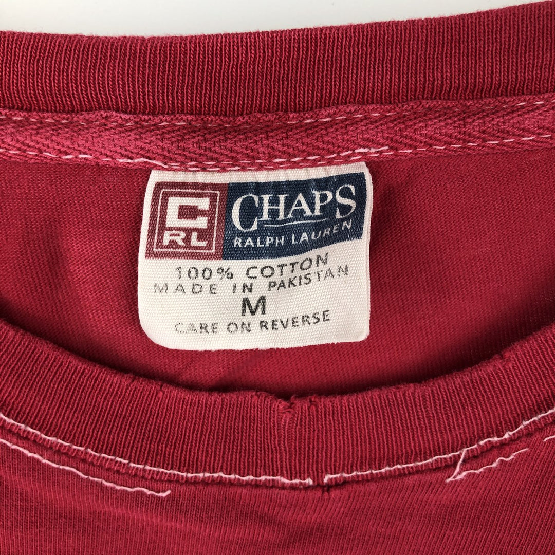 Ralph Lauren CHAPS Short-Sleeve T-Shirt with One-Point Logo Pocket, Men's Size M (approx.) cotton red type Vintage Second Hand