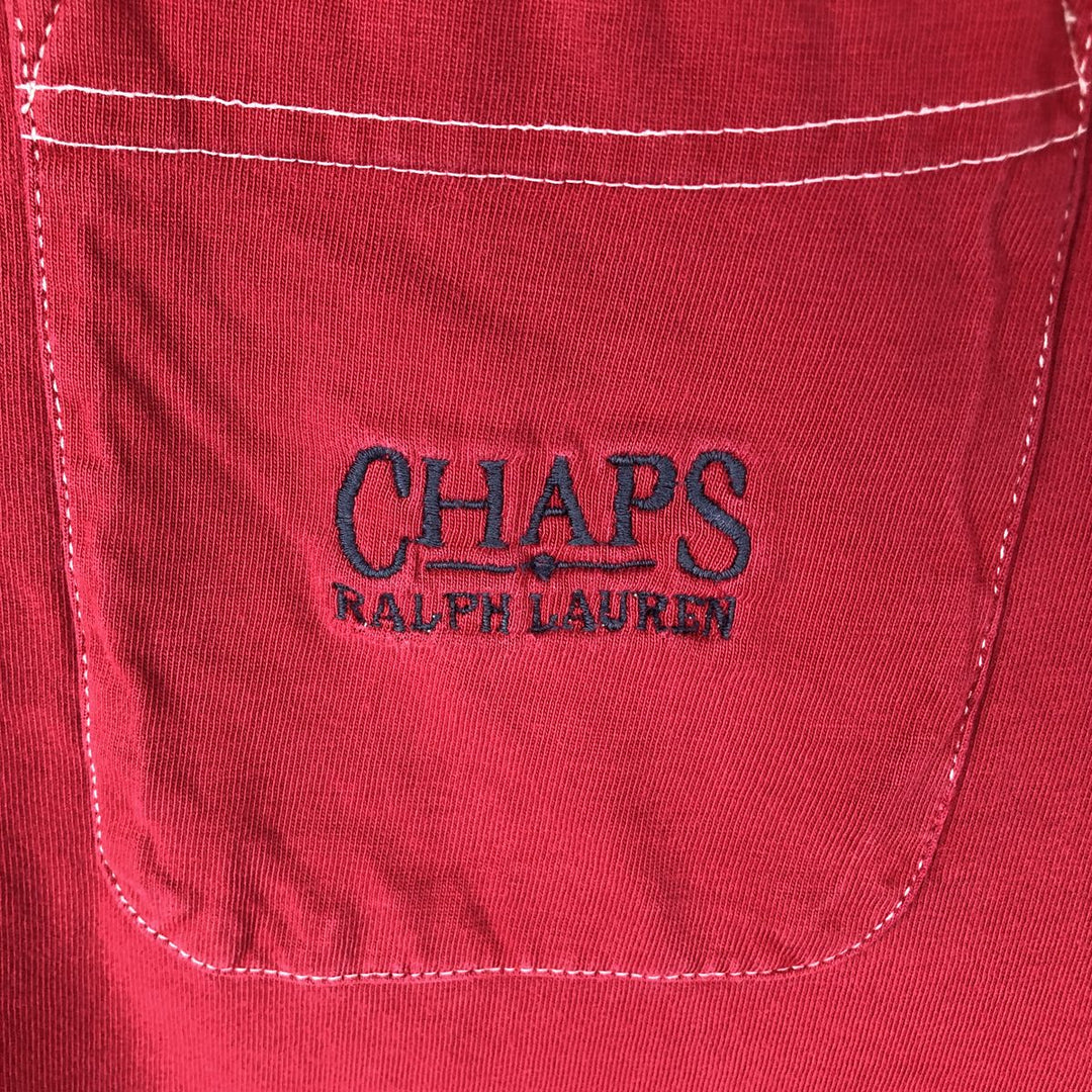 Ralph Lauren CHAPS Short-Sleeve T-Shirt with One-Point Logo Pocket, Men's Size M (approx.) cotton red type Vintage Second Hand