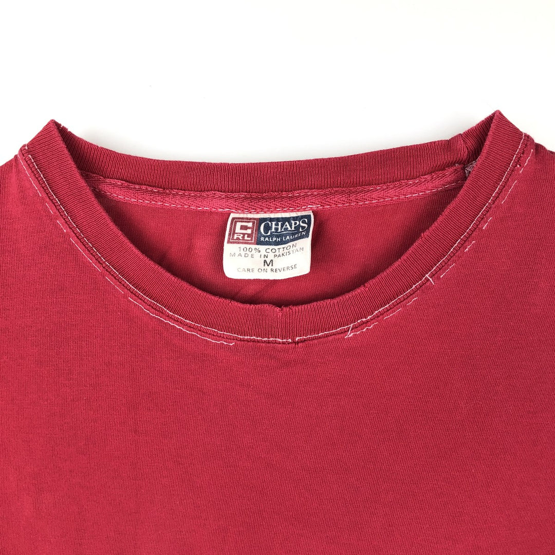 Ralph Lauren CHAPS Short-Sleeve T-Shirt with One-Point Logo Pocket, Men's Size M (approx.) cotton red type Vintage Second Hand