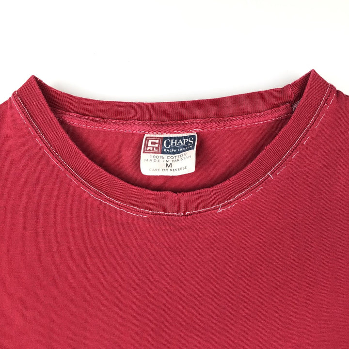 Ralph Lauren CHAPS Short-Sleeve T-Shirt with One-Point Logo Pocket, Men's Size M (approx.) cotton red type Vintage Second Hand