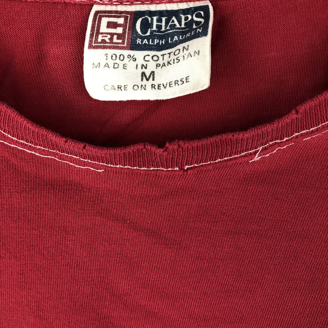 Ralph Lauren CHAPS Short-Sleeve T-Shirt with One-Point Logo Pocket, Men's Size M (approx.) cotton red type Vintage Second Hand