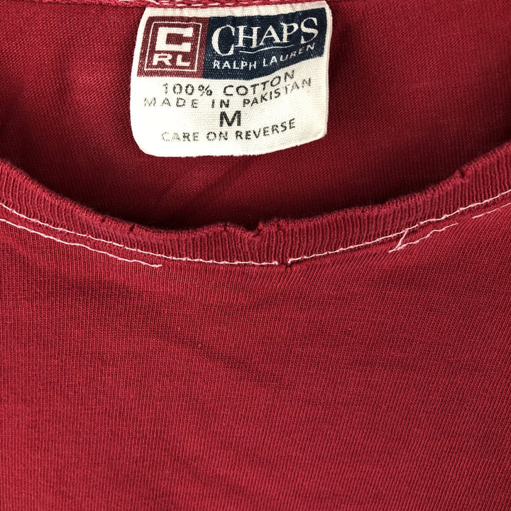 Ralph Lauren CHAPS Short-Sleeve T-Shirt with One-Point Logo Pocket, Men's Size M (approx.) cotton red type Vintage Second Hand