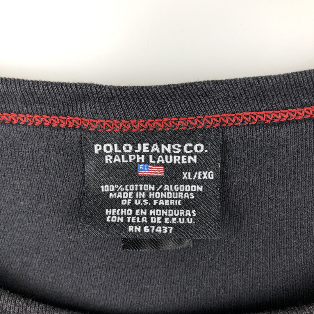 Ralph Lauren POLO JEANS COMPANY Short Sleeve Logo T-Shirt Men's XL cotton black type Vintage Second Hand