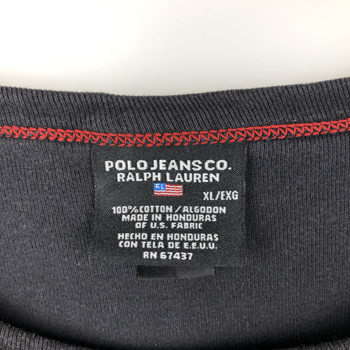 Ralph Lauren POLO JEANS COMPANY Short Sleeve Logo T-Shirt Men's XL cotton black type Vintage Second Hand