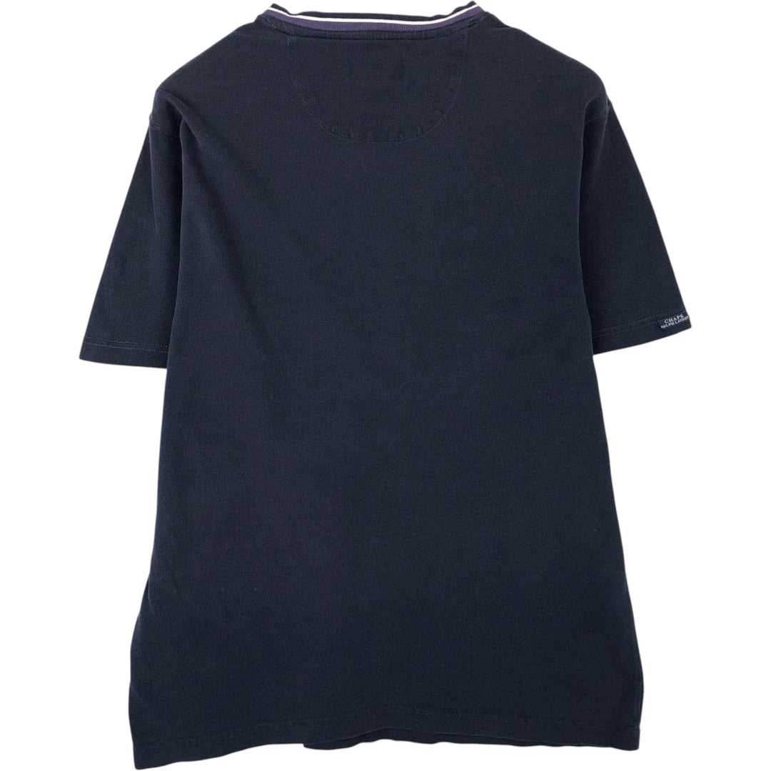Ralph Lauren CHAPS Short-Sleeve V-Neck T-Shirt, Men's Size M (approx.) cotton navy blue type Vintage Second Hand