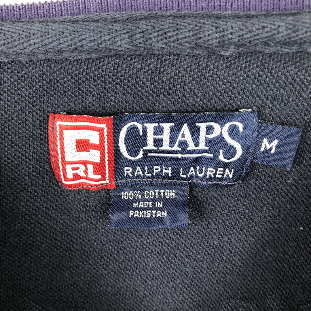 Ralph Lauren CHAPS Short-Sleeve V-Neck T-Shirt, Men's Size M (approx.) cotton navy blue type Vintage Second Hand