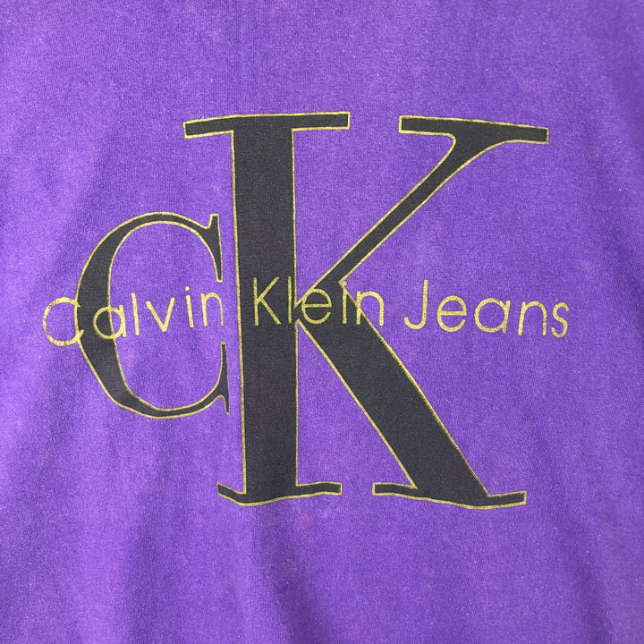 Calvin Klein Jeans Short-Sleeve Logo T-Shirt, Made in Canada, Men's Size XL (approx.) cotton purple type Vintage Second Hand