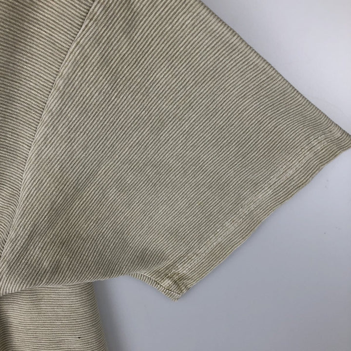 Columbia Short-Sleeve V-Neck Striped T-Shirt, Made in USA, Men's Size M cotton Beige type Vintage Second Hand