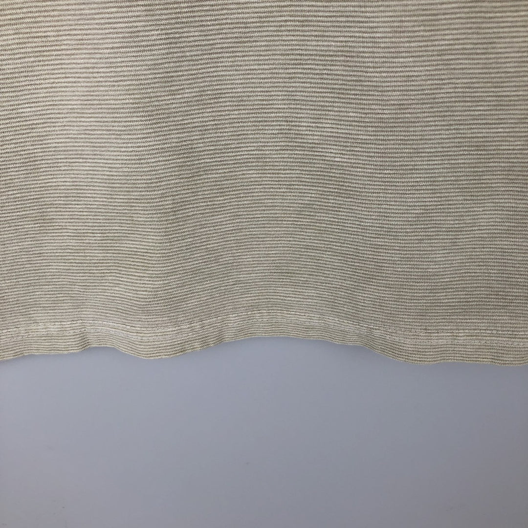 Columbia Short-Sleeve V-Neck Striped T-Shirt, Made in USA, Men's Size M cotton Beige type Vintage Second Hand