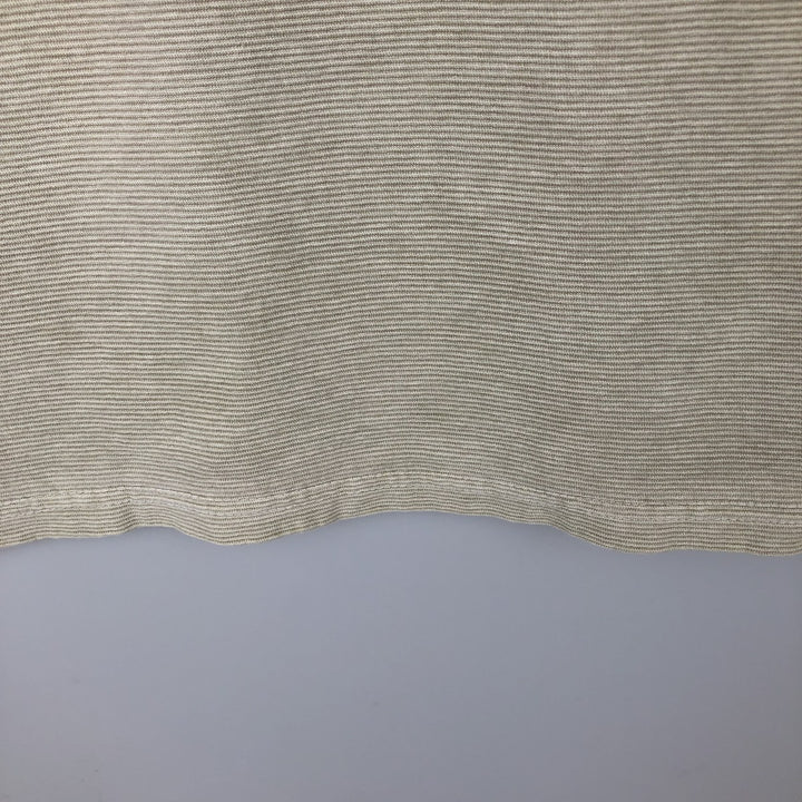 Columbia Short-Sleeve V-Neck Striped T-Shirt, Made in USA, Men's Size M cotton Beige type Vintage Second Hand
