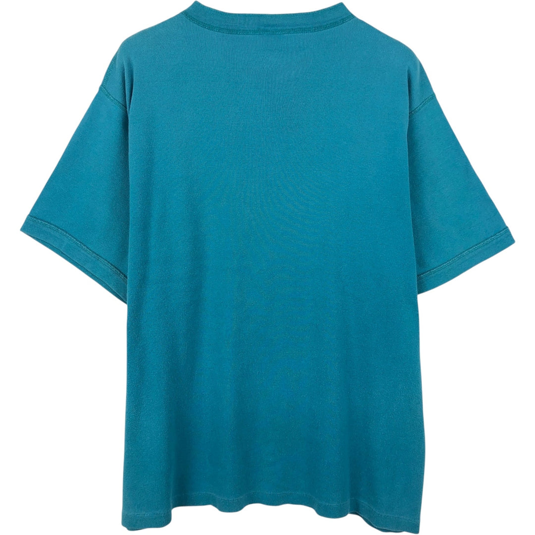 90'S LLBean Henley neck short sleeve T-shirt, men's XL size, vintage unclear blue type Vintage Second Hand