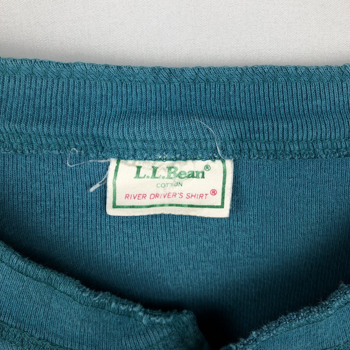 90'S LLBean Henley neck short sleeve T-shirt, men's XL size, vintage unclear blue type Vintage Second Hand