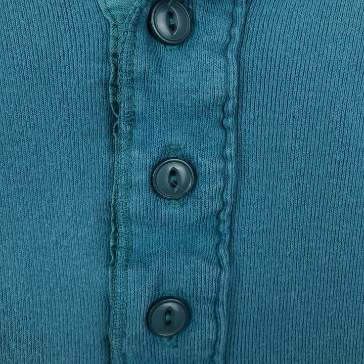 90'S LLBean Henley neck short sleeve T-shirt, men's XL size, vintage unclear blue type Vintage Second Hand