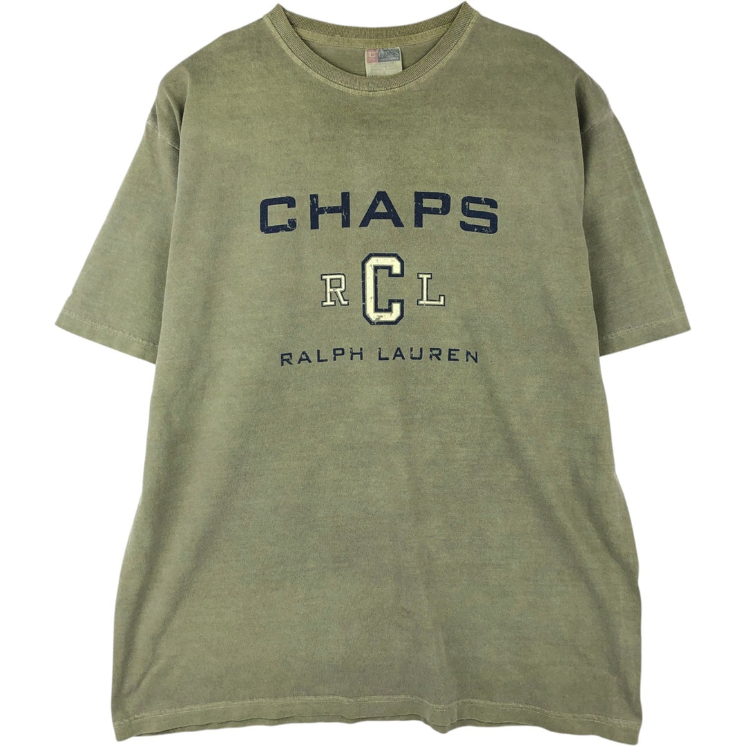 Ralph Lauren CHAPS Short-Sleeve Logo T-Shirt, Men's Size L (approx.) cotton Khaki type Vintage Second Hand