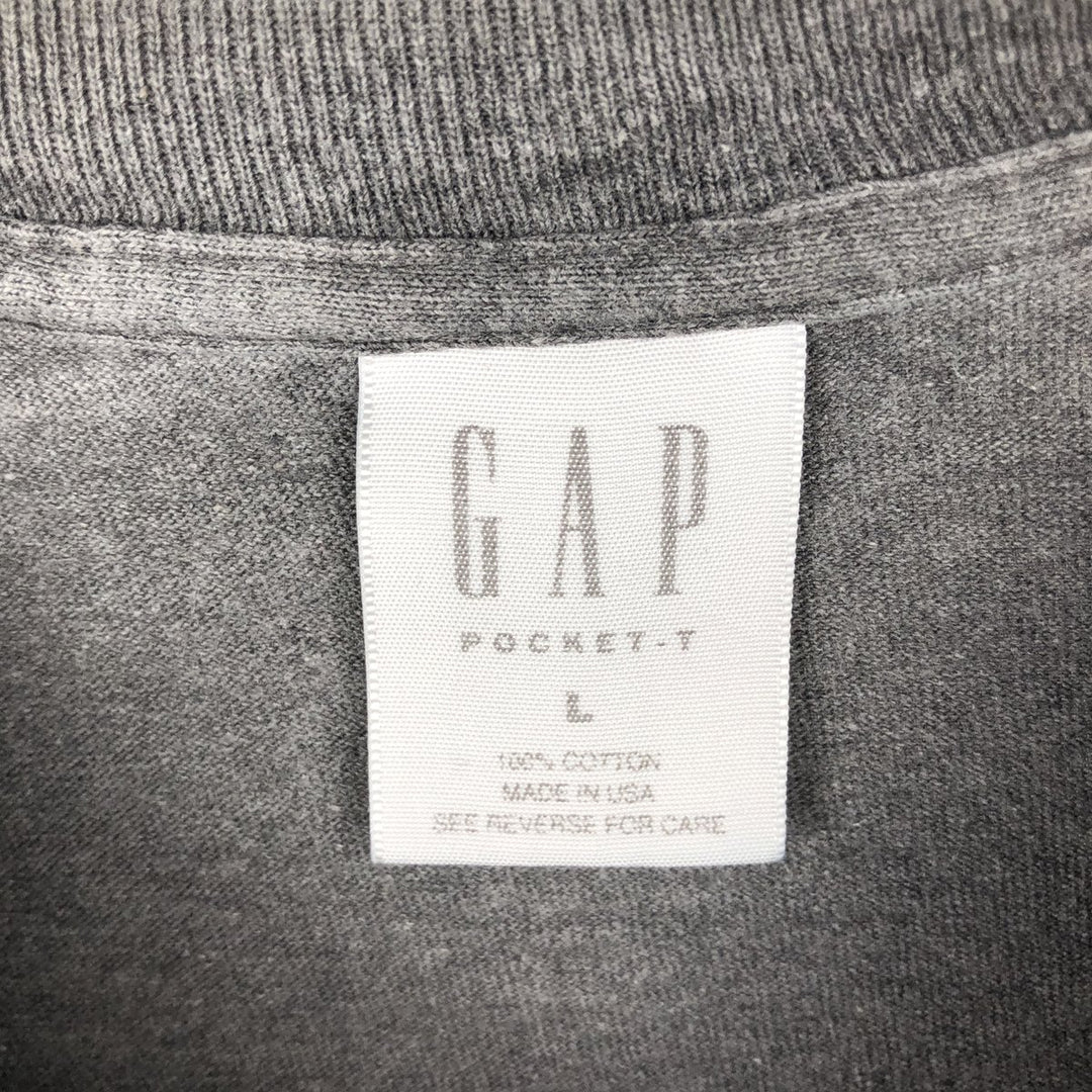 90'S GAP Old Gap Short-Sleeve Pocket T-Shirt, Made in USA, Men's Size L (Equivalent), Vintage cotton gray type Vintage Second Hand