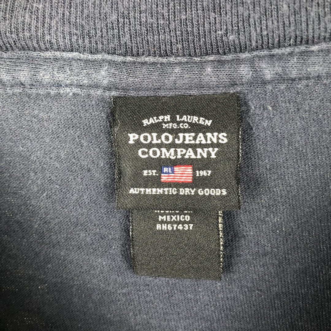 Ralph Lauren POLO JEANS COMPANY Leopard Pattern Short-Sleeve Logo T-Shirt, Men's Size XL (approx.) cotton navy blue type Vintage Second Hand